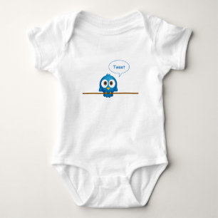 Blauwe twittervogel cartoon baby shirt