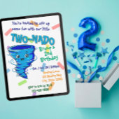 Blauwe TwoNado, 2e verjaardagsuitnodiging Kaart