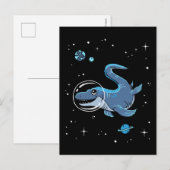 Blauwe tylosaurus dinos in de ruimte briefkaart (Voorkant / Achterkant)