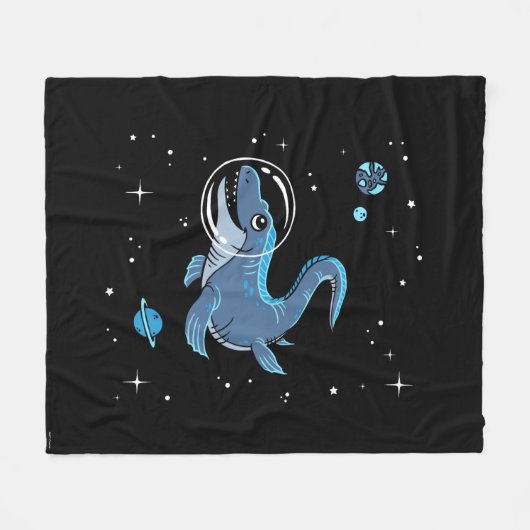 Blauwe tylosaurus dinos in de ruimte fleece deken (Voorkant (Horizontaal))