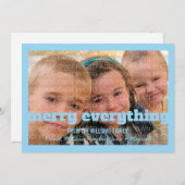 Blauwe typografie Alles-fotokaart Feestdagenkaart (Voorkant / Achterkant)