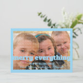Blauwe typografie Alles-fotokaart Feestdagenkaart (Staand voorkant)