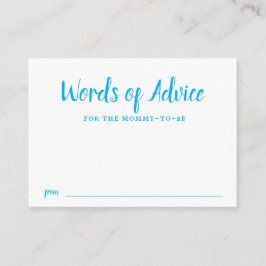 Blauwe typografie baby jongen baby shower advies informatiekaartje