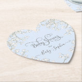 Blauwe Typografie Baby's Breath Floral Baby shower Kartonnen Onderzetters (Gekanteld)