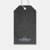 Blauwe Typografie Chalkboard Look- Verjaardagsfees Cadeaulabel (Achterkant)