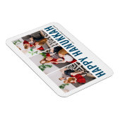 Blauwe Typografie Foto Collage Happy Hanukkah Magneet (Rechterzijde)