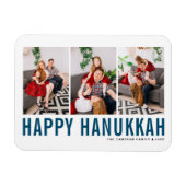 Blauwe Typografie Foto Collage Happy Hanukkah Magneet (Horizontaal)