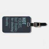 Blauwe Typografie Funny Bag Naam Adres Bagagelabel (Voorkant horizontaal)