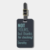 Blauwe Typografie Funny Bag Naam Adres Bagagelabel (Voorkant verticaal)