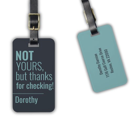 Blauwe Typografie Funny Bag Naam Adres Bagagelabel