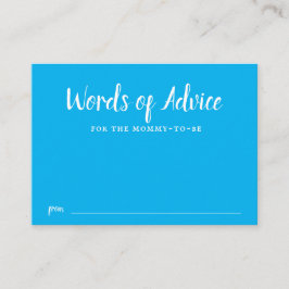 Blauwe typografie jongens baby shower advies informatiekaartje