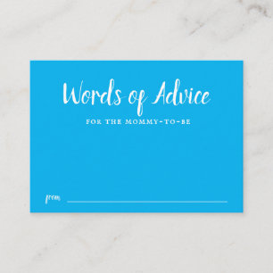 Blauwe typografie jongens baby shower advies informatiekaartje