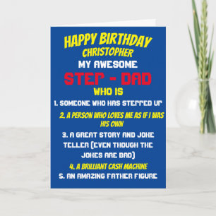 Blauwe Typografie Mijn stiefvader is Citaten Verja Kaart