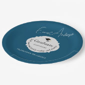 Blauwe Typografie Modern Elegant Afstuderen Afstud Papieren Bordje (Gekanteld)