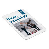 Blauwe Typografie Snowflakes Foto Happy Hanukkah Magneet (Rechterzijde)