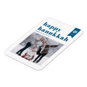 Blauwe Typografie Snowflakes Foto Happy Hanukkah Magneet (Linkerzijde)