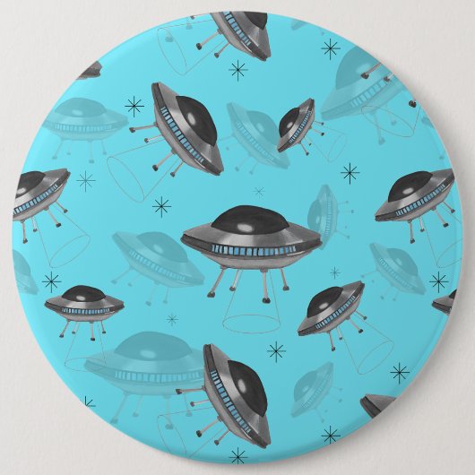 blauwe UFO-knop Ronde Button 6,0 Cm (Voorkant)