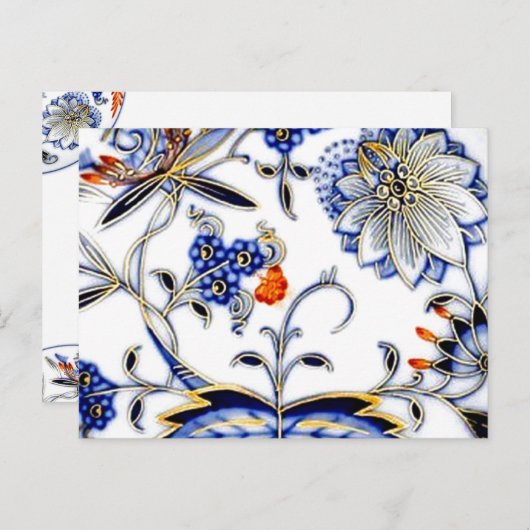 Blauwe uien  China Patroon Briefkaart (Voorkant / Achterkant)