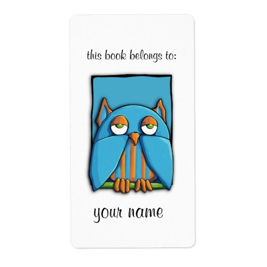 Blauwe Uil blauwe Boekplaat Label (Voorkant)