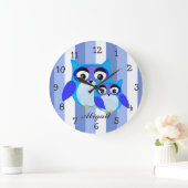 Blauwe uil cartoon Illustratie Grote Klok (Huis)