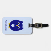 Blauwe Uil Design Persoonlijk Bagagelabel (Voorkant horizontaal)