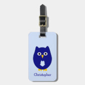 Blauwe Uil Design Persoonlijk Bagagelabel (Voorkant verticaal)