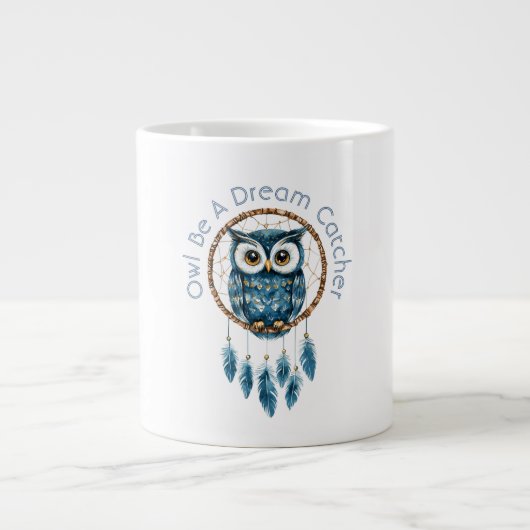 Blauwe Uil Droomvanger Grote Koffiekop (Voorkant)