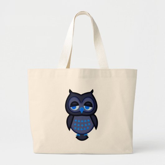 Blauwe Uil Grote Tote Bag (Voorkant)