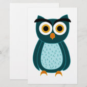 Blauwe Uil Illustratie Briefpapier (Voorkant / Achterkant)