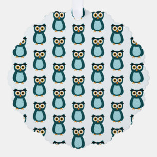 Blauwe Uil illustratie Ornament Kaart