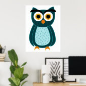 Blauwe Uil Illustratie Poster (Thuiskantoor)