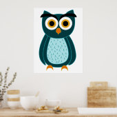 Blauwe Uil Illustratie Poster (Keuken)