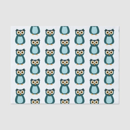 Blauwe Uil illustratie Tissuepapier (Voorkant)