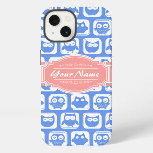 Blauwe Uil Koraal Gepersonaliseerde Naam iPhone 13 Hoesje