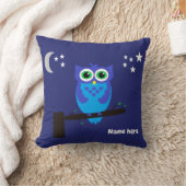 Blauwe uil op een blauw Kussen (Deken)