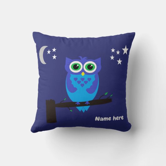 Blauwe uil op een blauw Kussen (Achterkant)