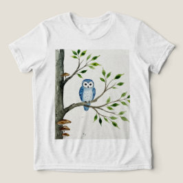 Blauwe uil op een tak Tri-Blend shirt
