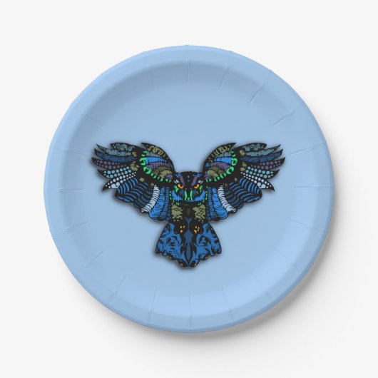 Blauwe Uil Papieren Bordje (Voorkant)