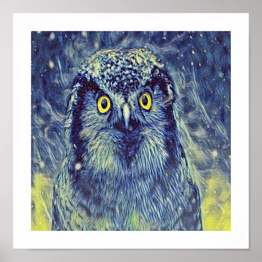 Blauwe uil poster (Voorkant)
