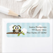 Blauwe uil retour adreslabels op maat etiket (Insitu)