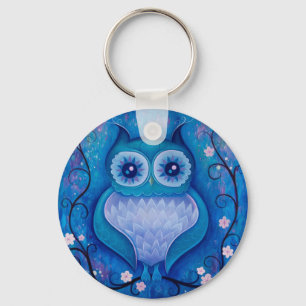 blauwe uil sleutelhanger