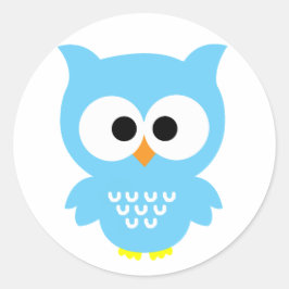 Blauwe uil stickers! ronde sticker