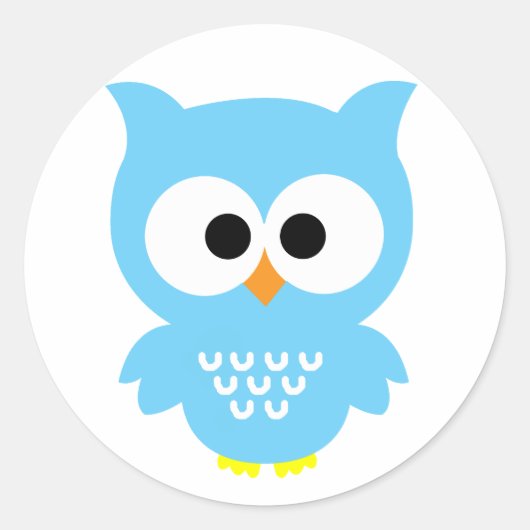 Blauwe uil stickers! ronde sticker (Voorkant)