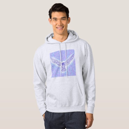 Blauwe uil voor- en achterkant hoodie (Voorkant volledig)