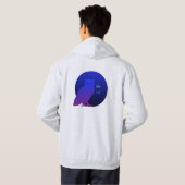 Blauwe uil voor- en achterkant hoodie (Achterkant volledig)