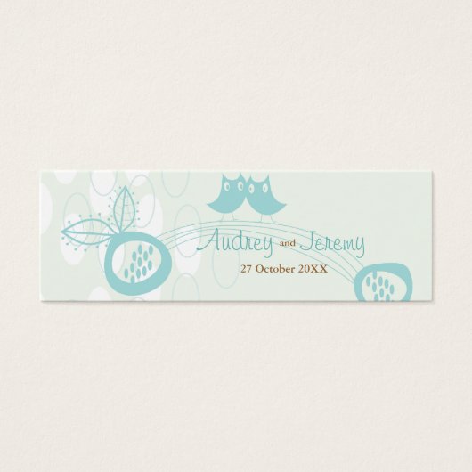 Blauwe Uilen In Liefde Custom Dank U Cadeau Label  Mini Visitekaartjes (Voorkant)