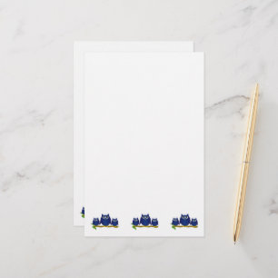 Blauwe Uilen Ontwerp Briefpapier