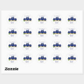 Blauwe Uilen Ontwerp Ex-Libris Ronde Sticker (Vel)