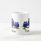 Blauwe Uilen Ontwerp Gepersonaliseerd Koffiemok (Center)