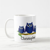 Blauwe Uilen Ontwerp Gepersonaliseerd Koffiemok (Links)
